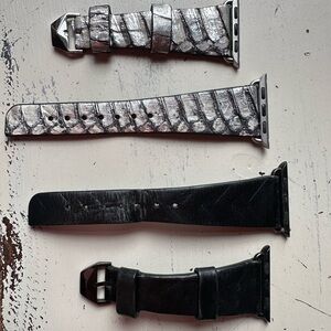 Genuine Leather Rebecca Minkoff Silver and Black Apple iWatch Bands